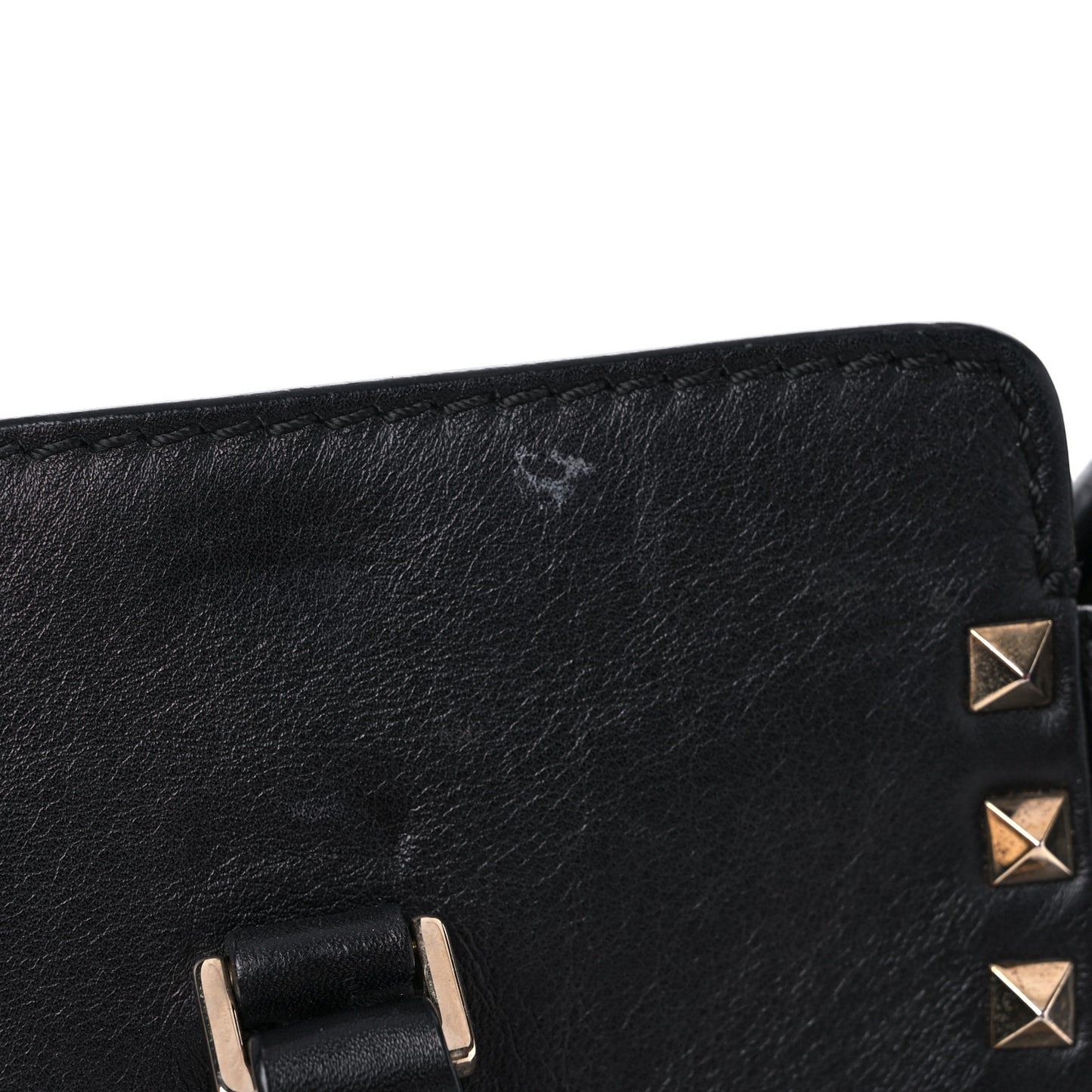 Vitello Rockstud Double Handle Tote Black