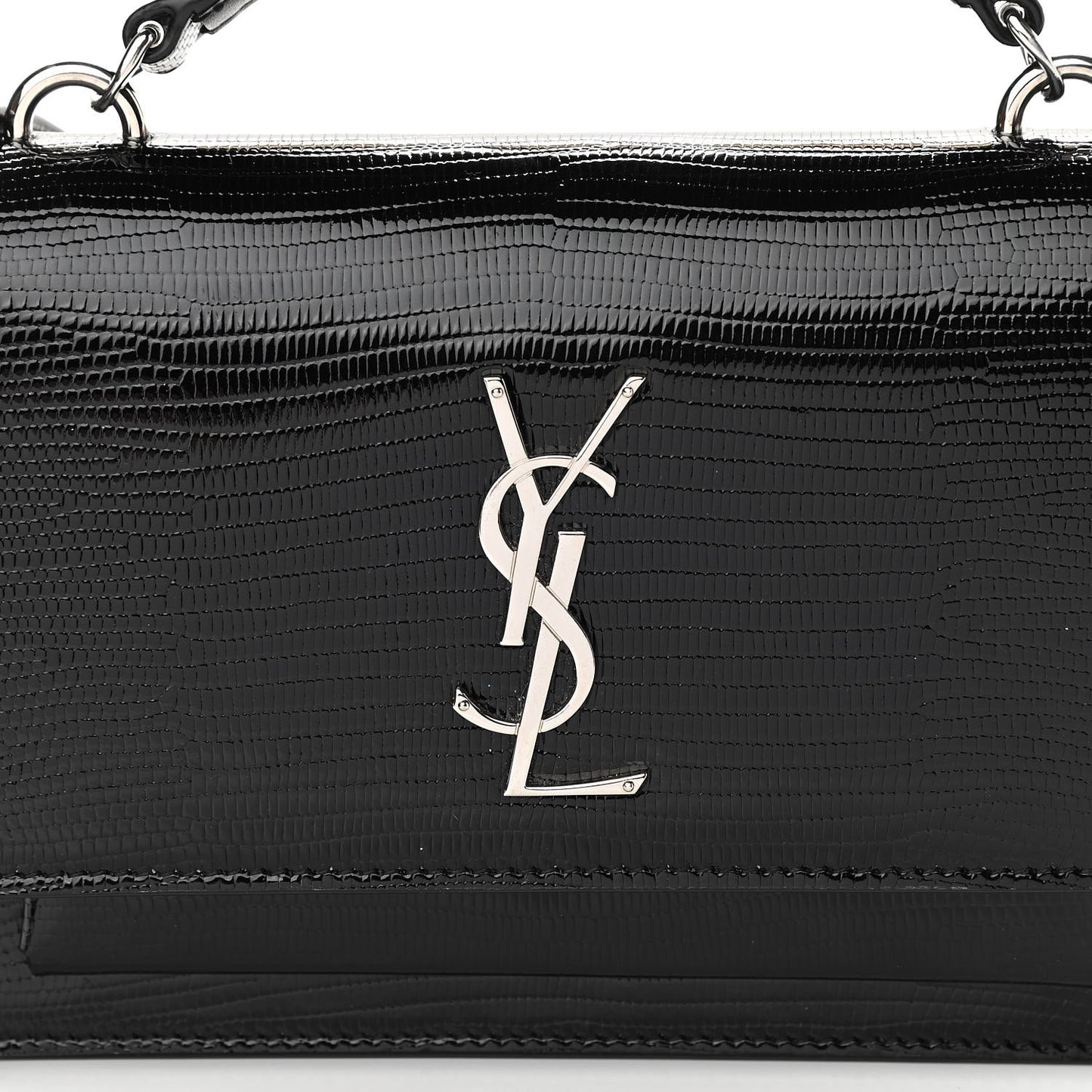 Calfskin Lizard Embossed Monogram Sunset Chain Wallet Black