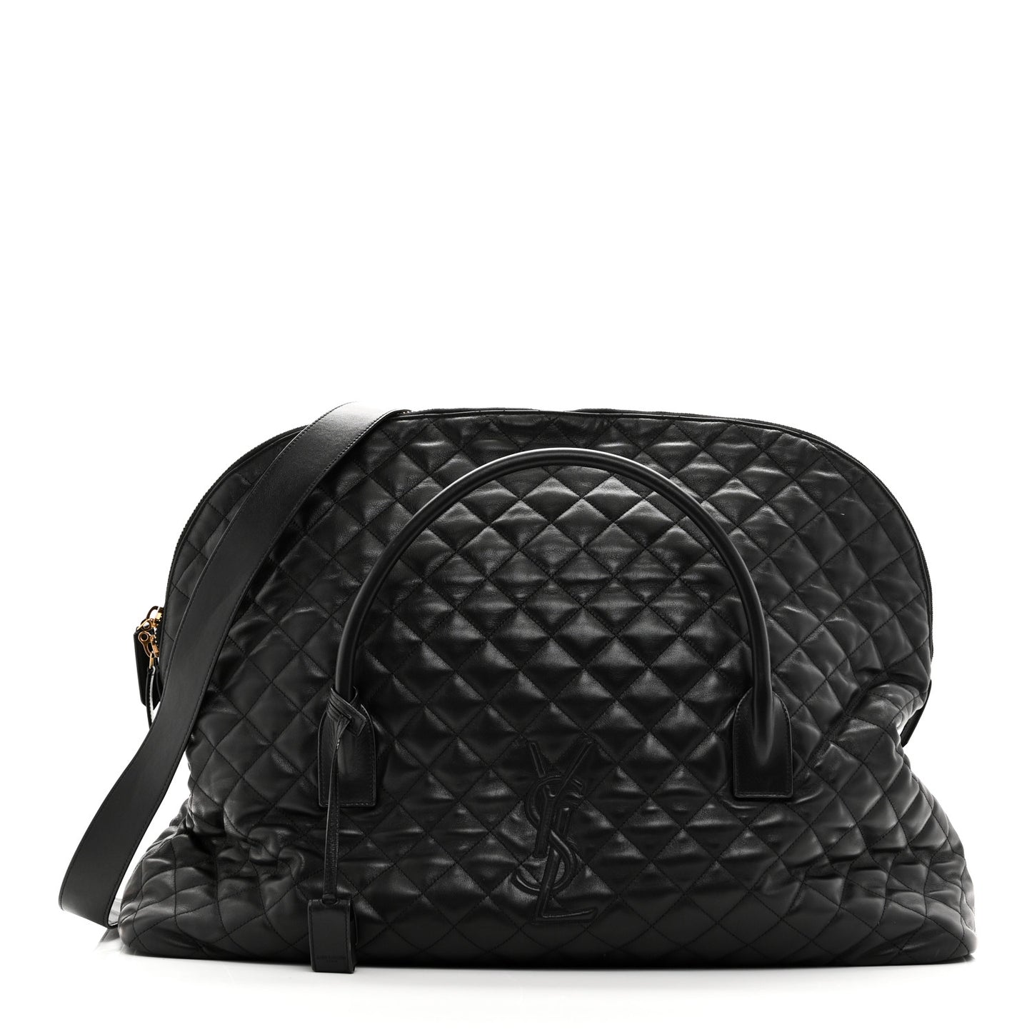 Calfskin Quilted ES Giant Travel Bag Black