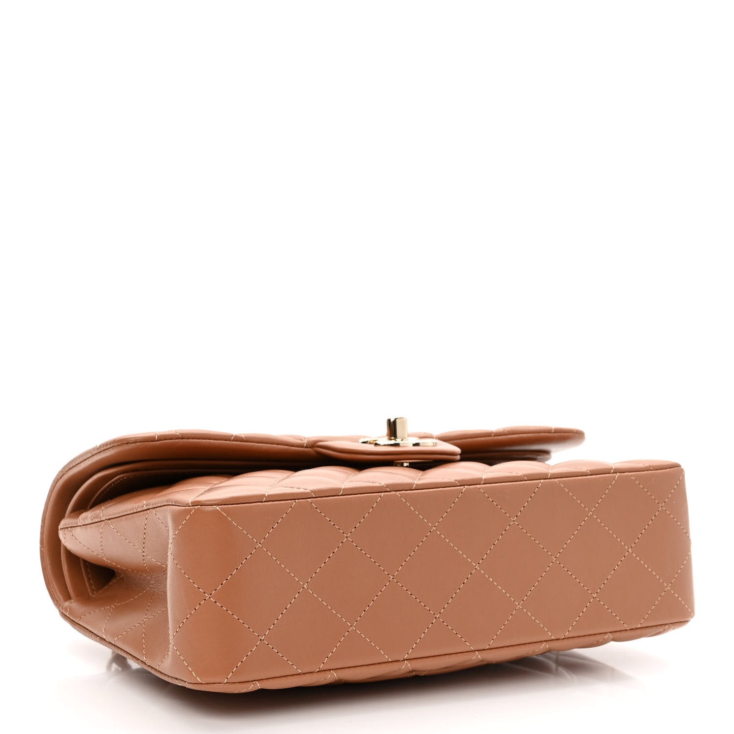 Lambskin Quilted Small Double Flap Brown