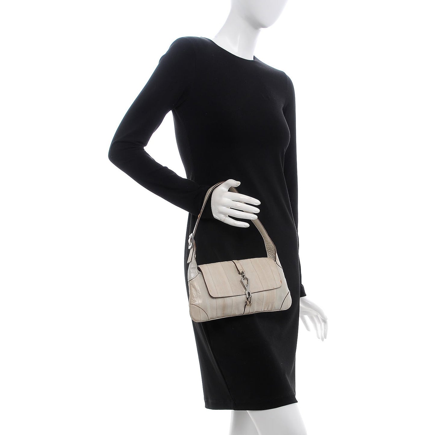 Eel Skin Exotic Jackie O Flap Bag Light Green