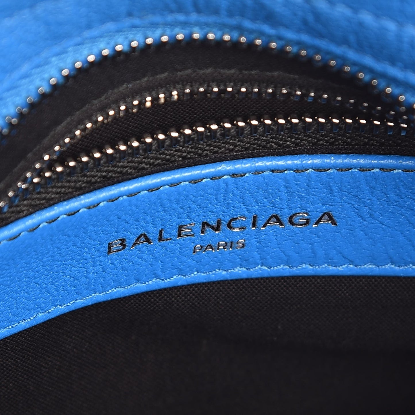 Chevre Silver Metallic Edge Hardware Mini City Bleu Ceylon