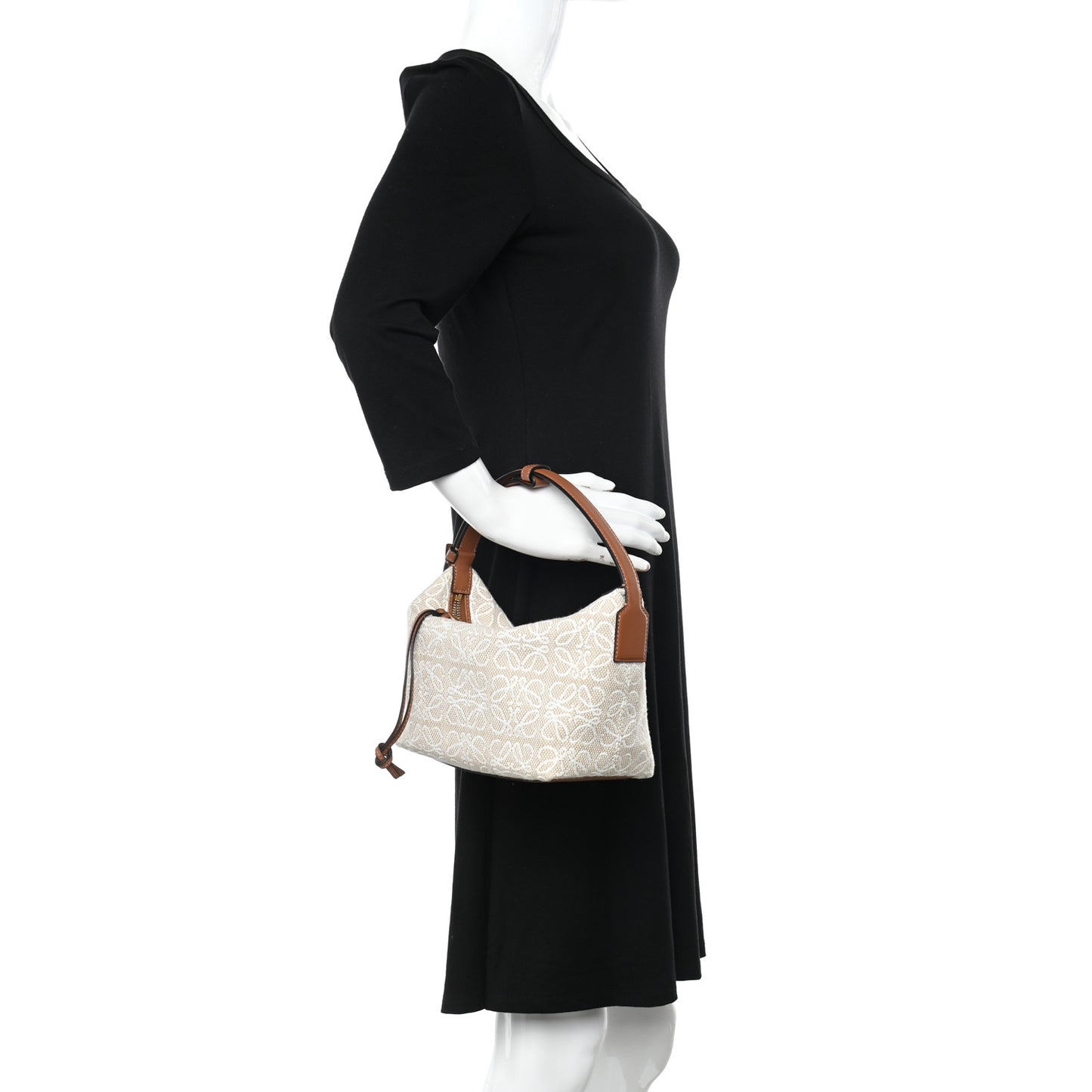 Jacquard Anagram Calfskin Small Cubi Bag Ecru Tan