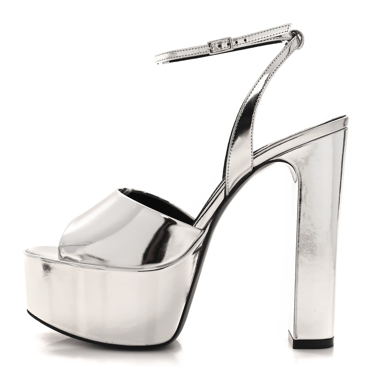 Metallic Patent Jodie 95 Platform Sandals 39 Silver