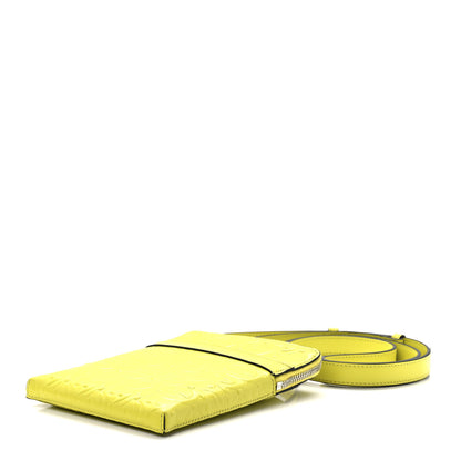 Salvatore Ferragamo Calfskin Gancini Embossed Travel Pouch Neon Yellow 10 of 10