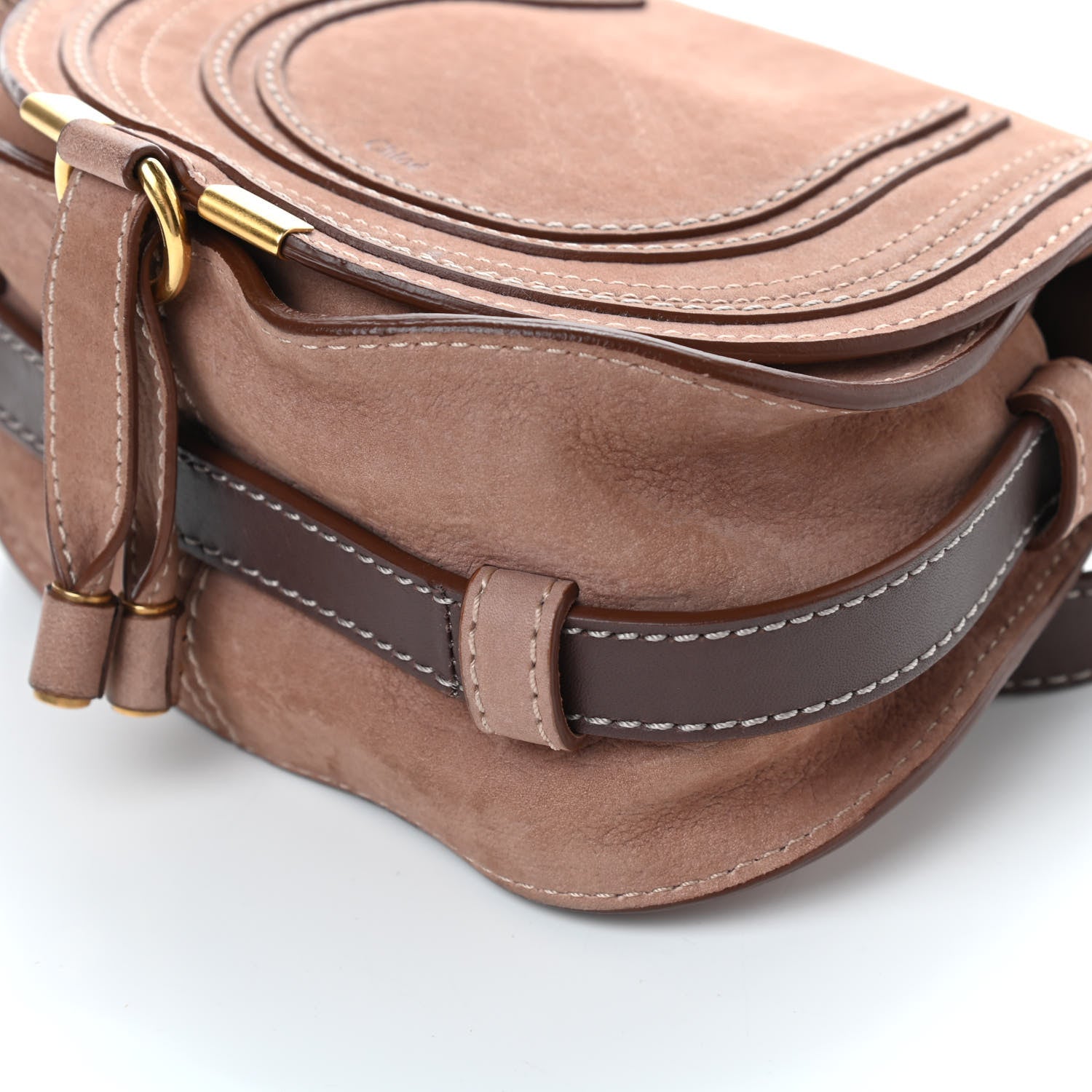 Chloe Nubuck Mini Marcie Round Crossbody Bag Nut 8 of 9