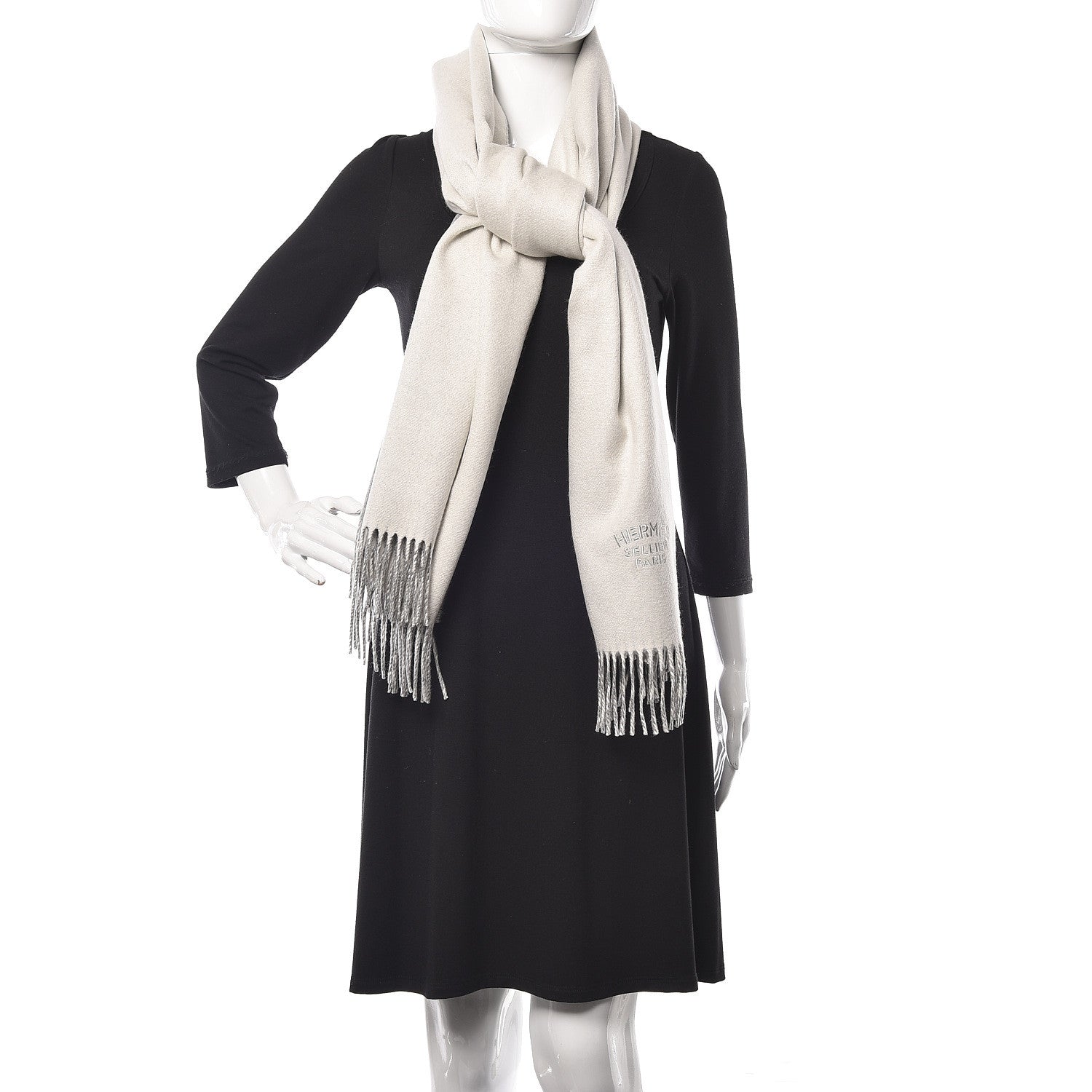 Hermes Cashmere Fringe Double Face Stole Scarf 2 of 5