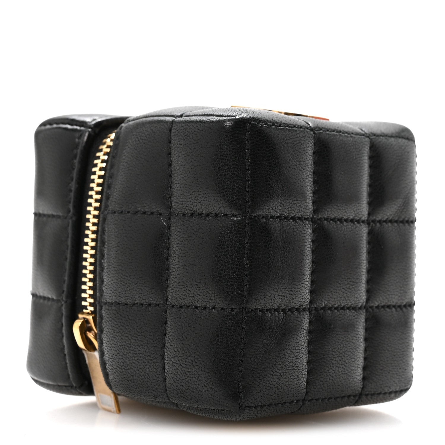 Saint Laurent Lambskin Cassandre Matelasse Carre Mini Cube On Chain Black 4 of 7