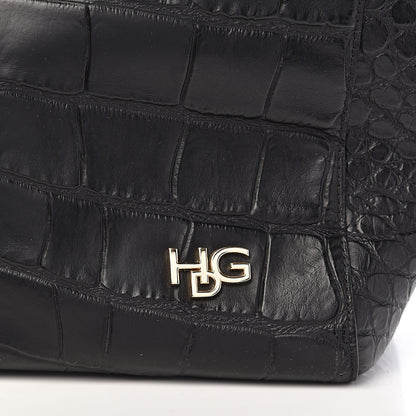 Givenchy Calfskin Crocodile Embossed Medium HDG Top Handle Bag Black 10 of 10