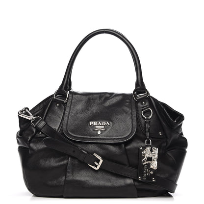 Prada Soft Calf Pleated Shoulder Bag Nero Black 1 of 9