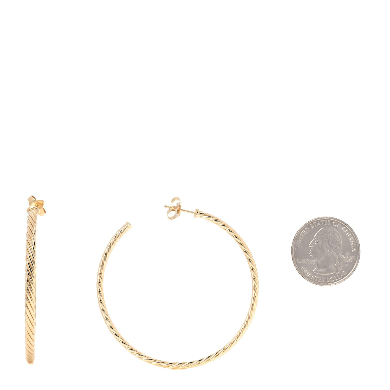 David Yurman 18K Yellow Gold Large Cablespira Hoop Earrings 2 of 5
