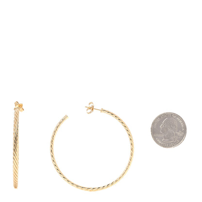David Yurman 18K Yellow Gold Large Cablespira Hoop Earrings 2 of 5