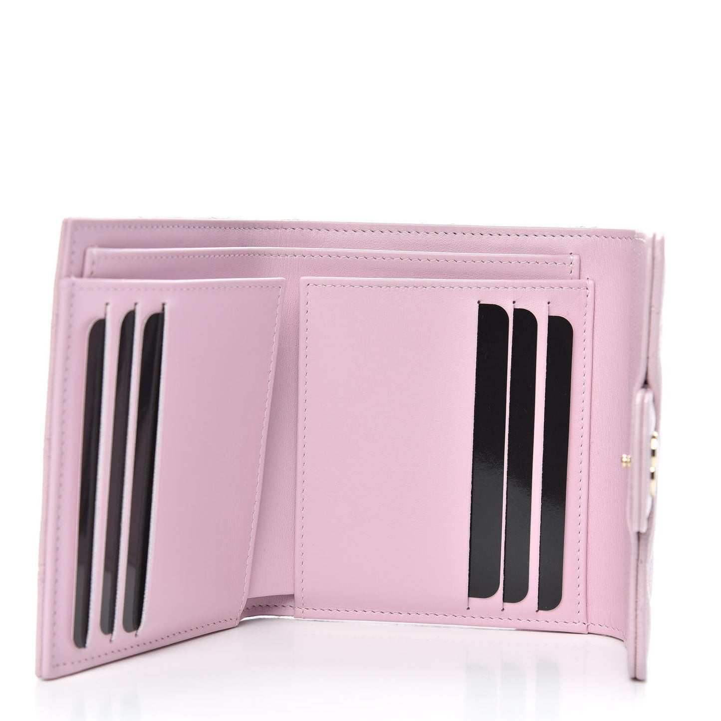 Caviar Quilted Compact Flap Wallet Light Pink
