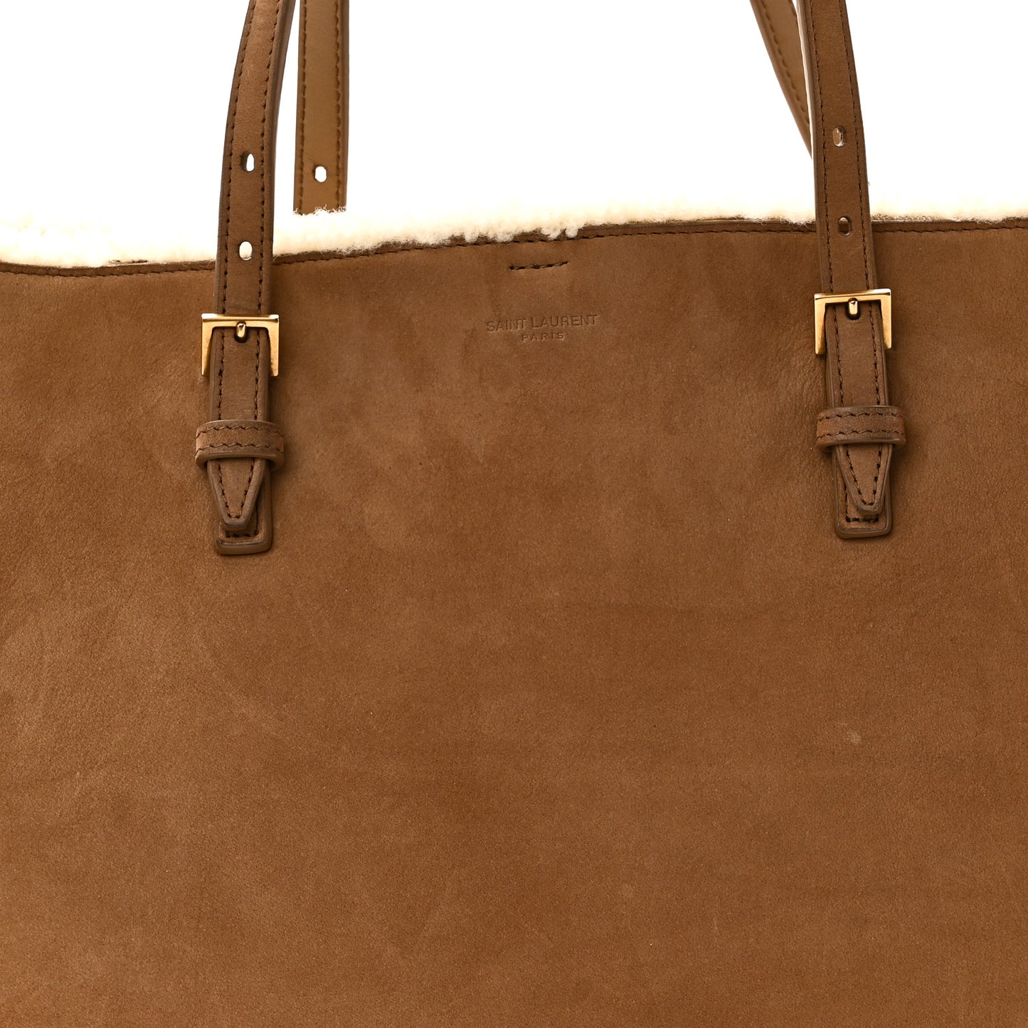 Suede Shearling Large Shopping Tote Natural Tan