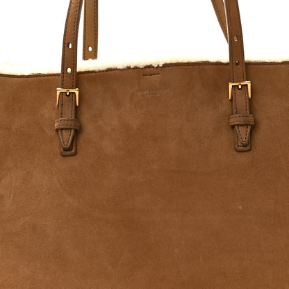 Saint Laurent Suede Shearling Large Shopping Tote Natural Tan 9 of 11