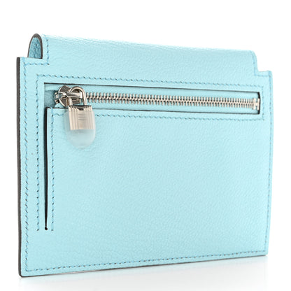 Hermes Chevre Mysore Kelly Pocket Compact Wallet Bleu Atoll 3 of 9