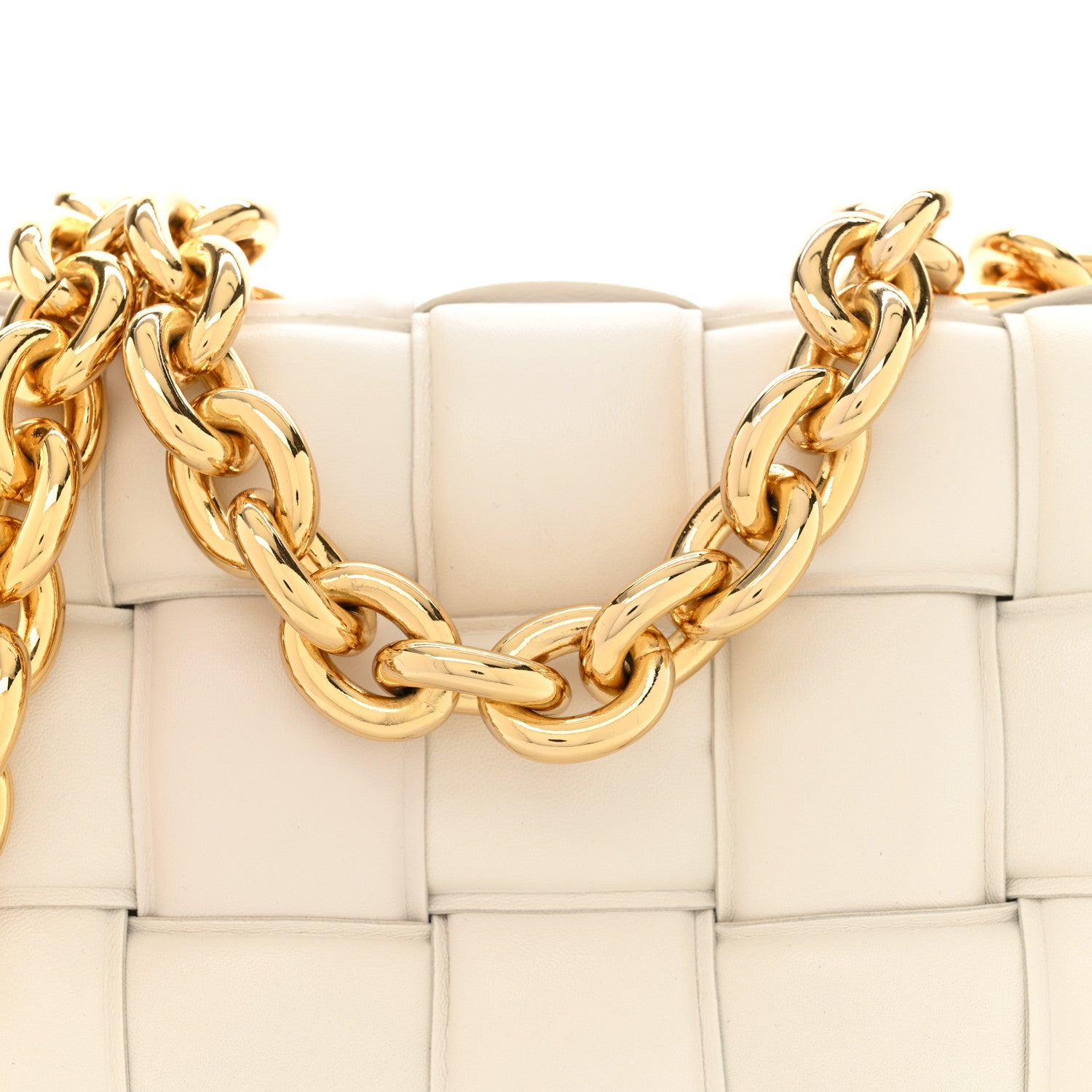 Bottega Veneta Lambskin Maxi Intreccio Padded Chain Cassette Crossbody Bag Chalk 8 of 13