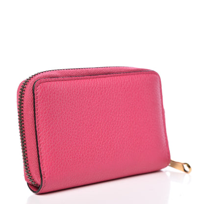 Gucci Grained Calfskin Logo Zip Around Card Case Box Pink Green 3 of 7