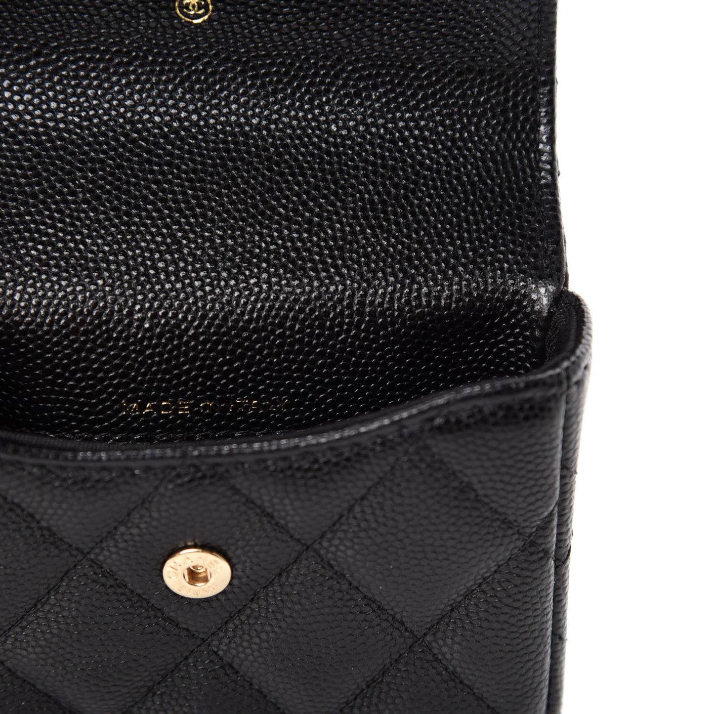 Caviar Quilted Pearl Card Holder On Chain Black