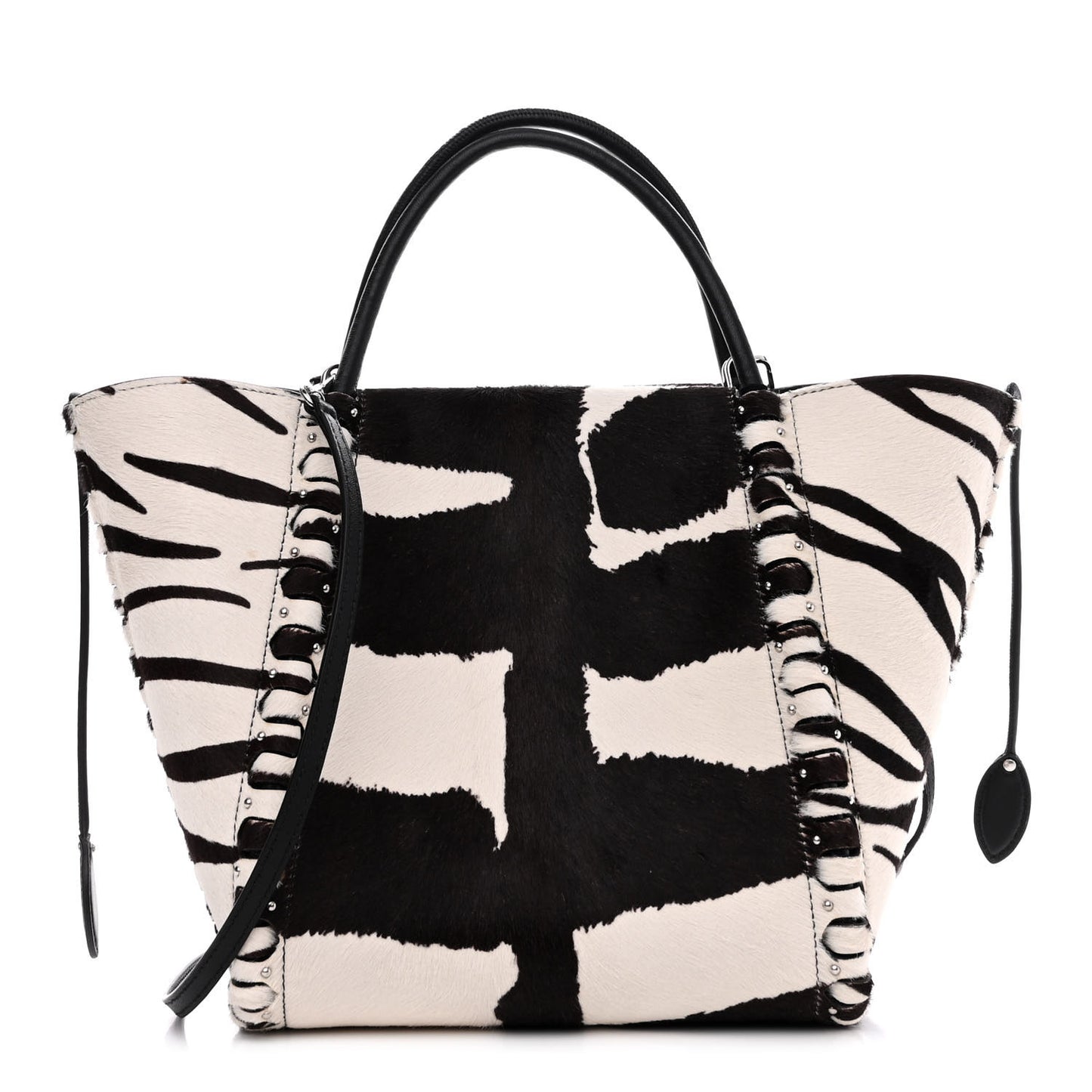 Calf Hair Zebra Print Small Le Hinge Bag Black White