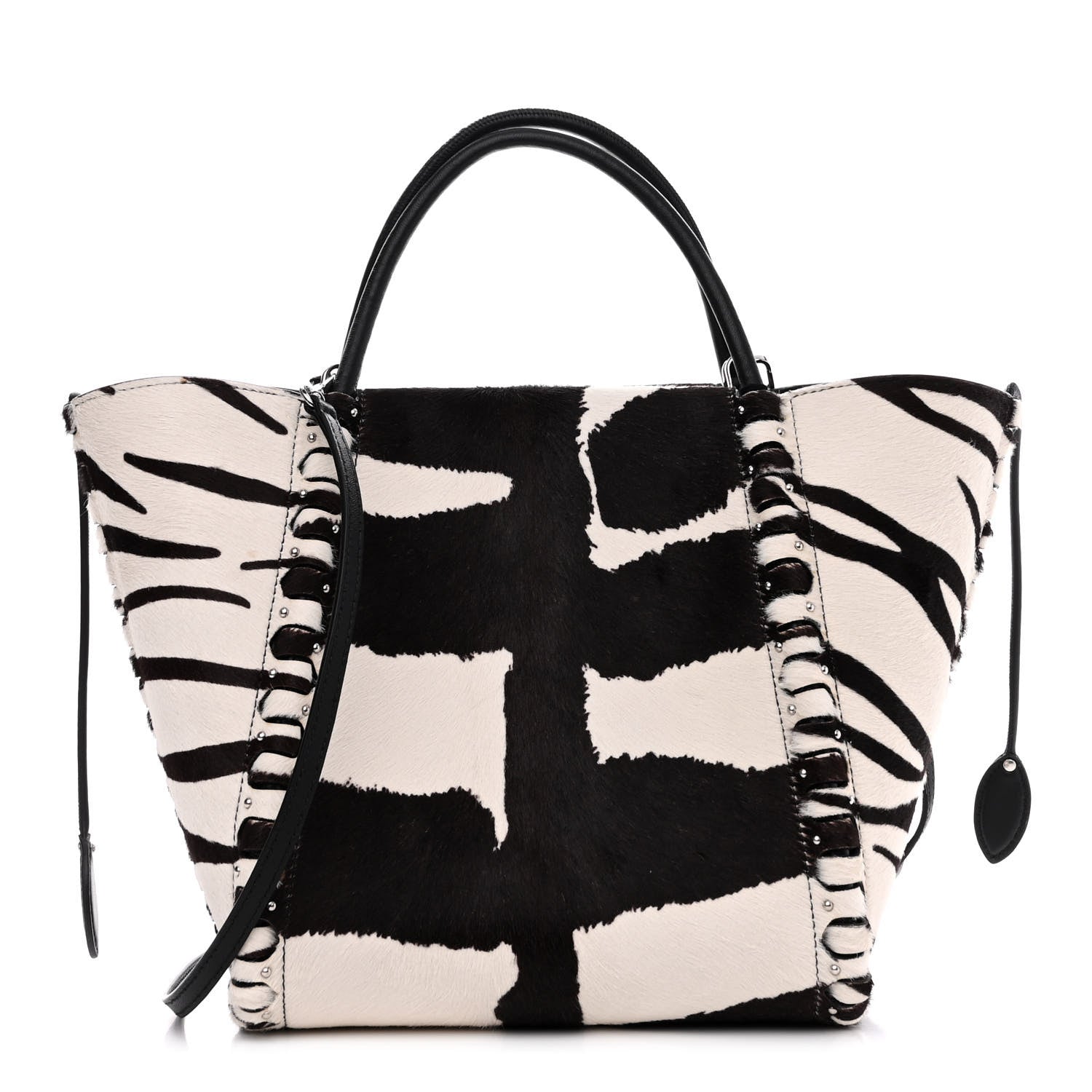Alaia Calf Hair Zebra Print Small Le Hinge Bag Black White 3 of 9