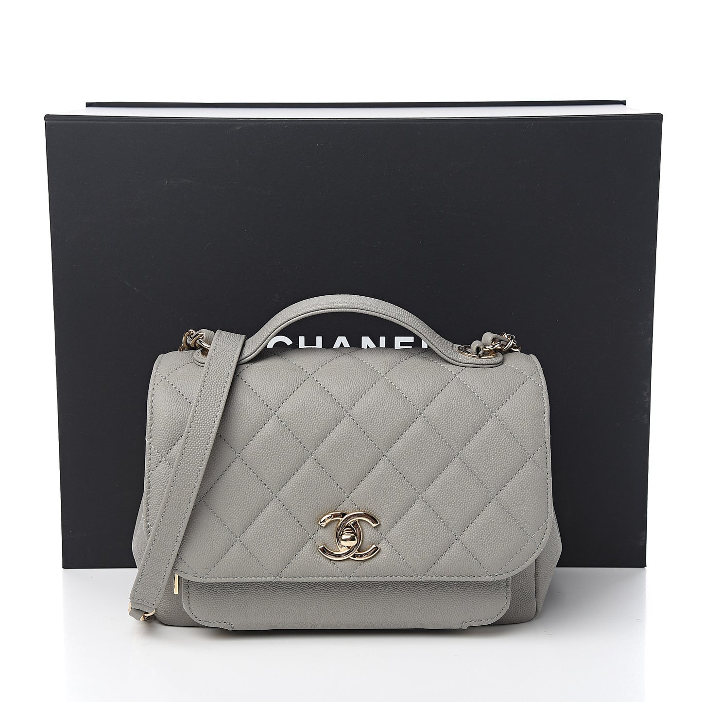 Caviar Quilted Medium Business Affinity Flap Grey