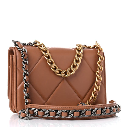 Chanel Lambskin Quilted Chanel 19 Wallet On Chain WOC Brown 3 of 12