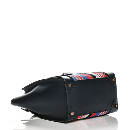 Celine Smooth Calfskin Striped Canvas Mini Luggage Navy Blue 4 of 6