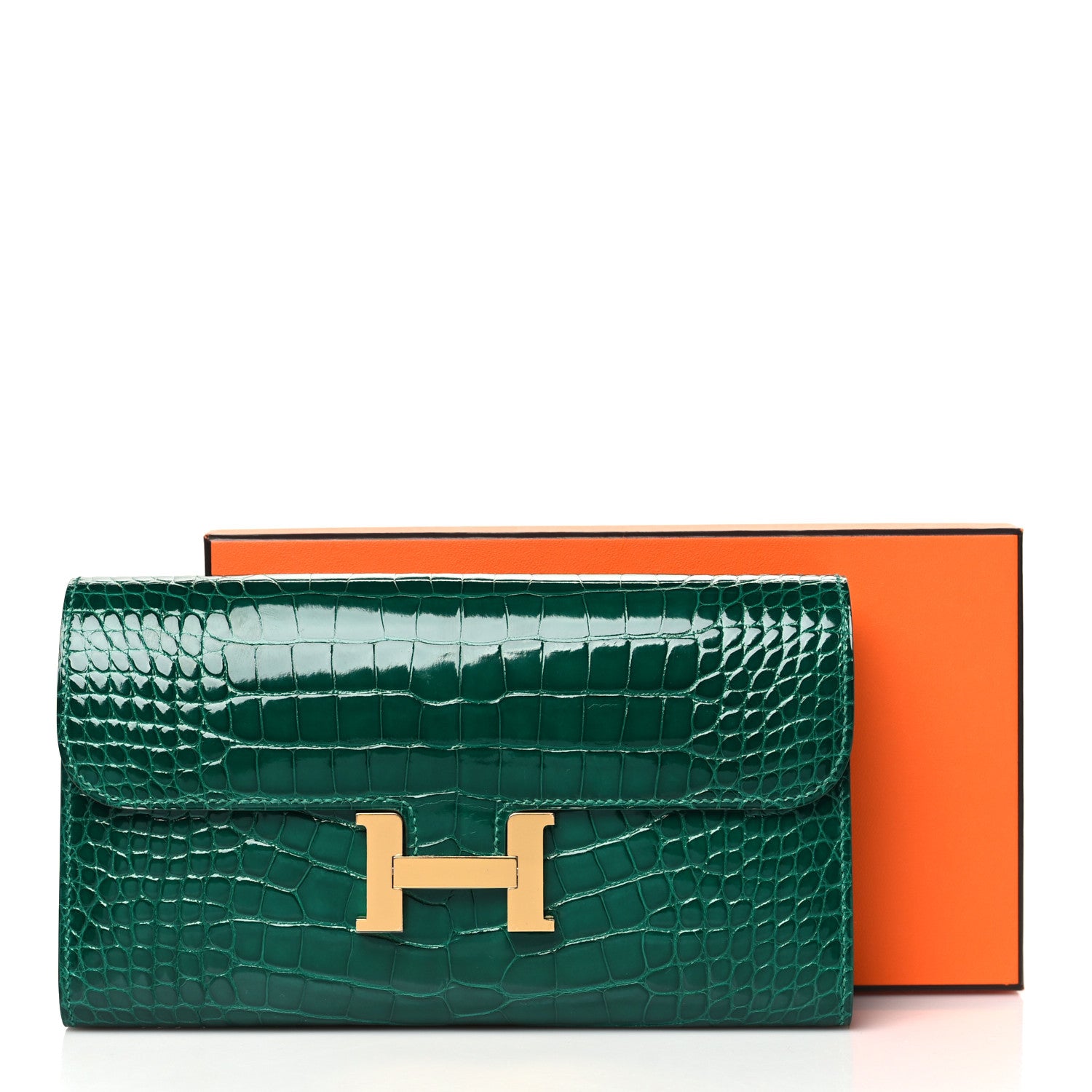 Hermes Shiny Alligator Constance Long Wallet Vert Emeraude 18 of 18