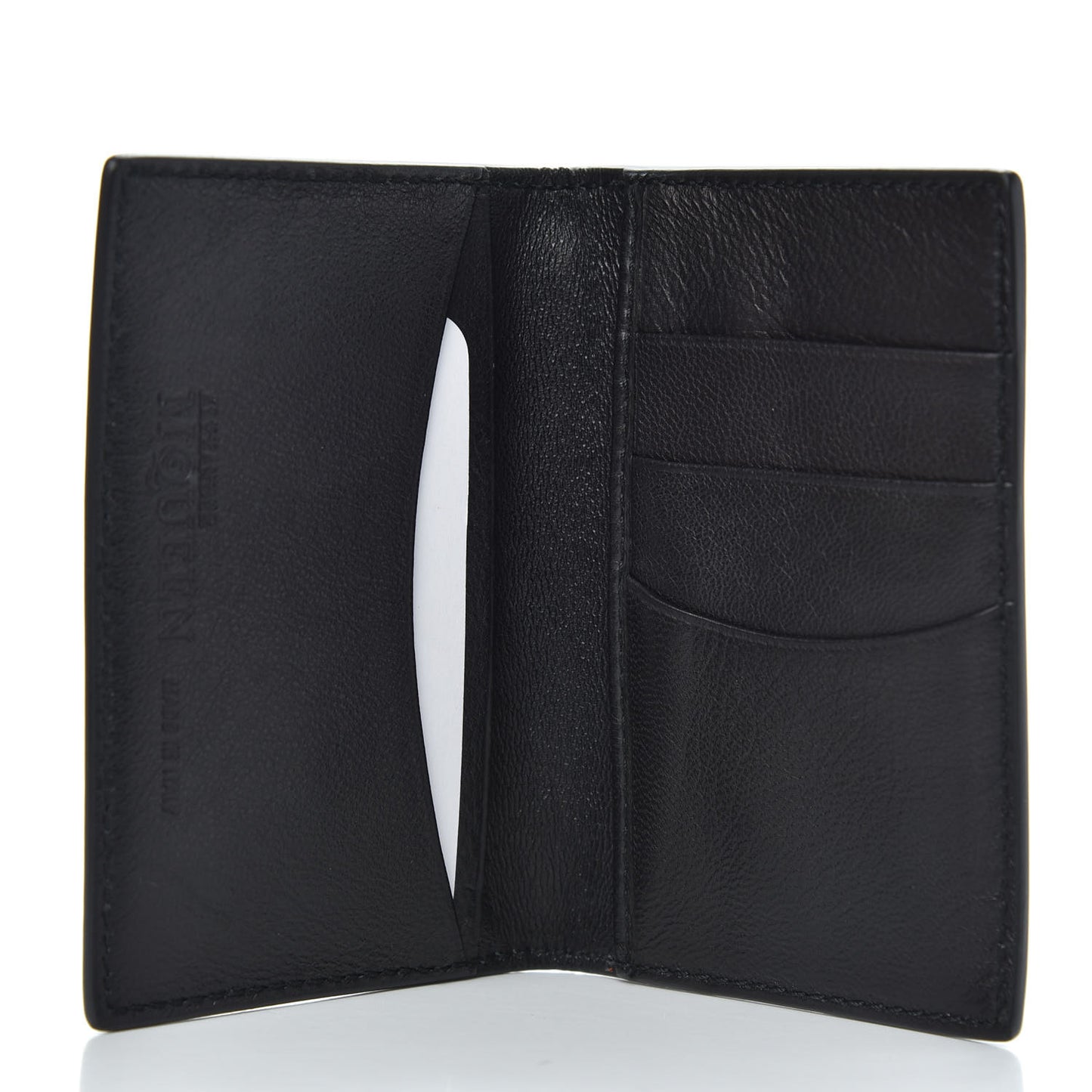 Calfskin Studded Skull Card Holder Black