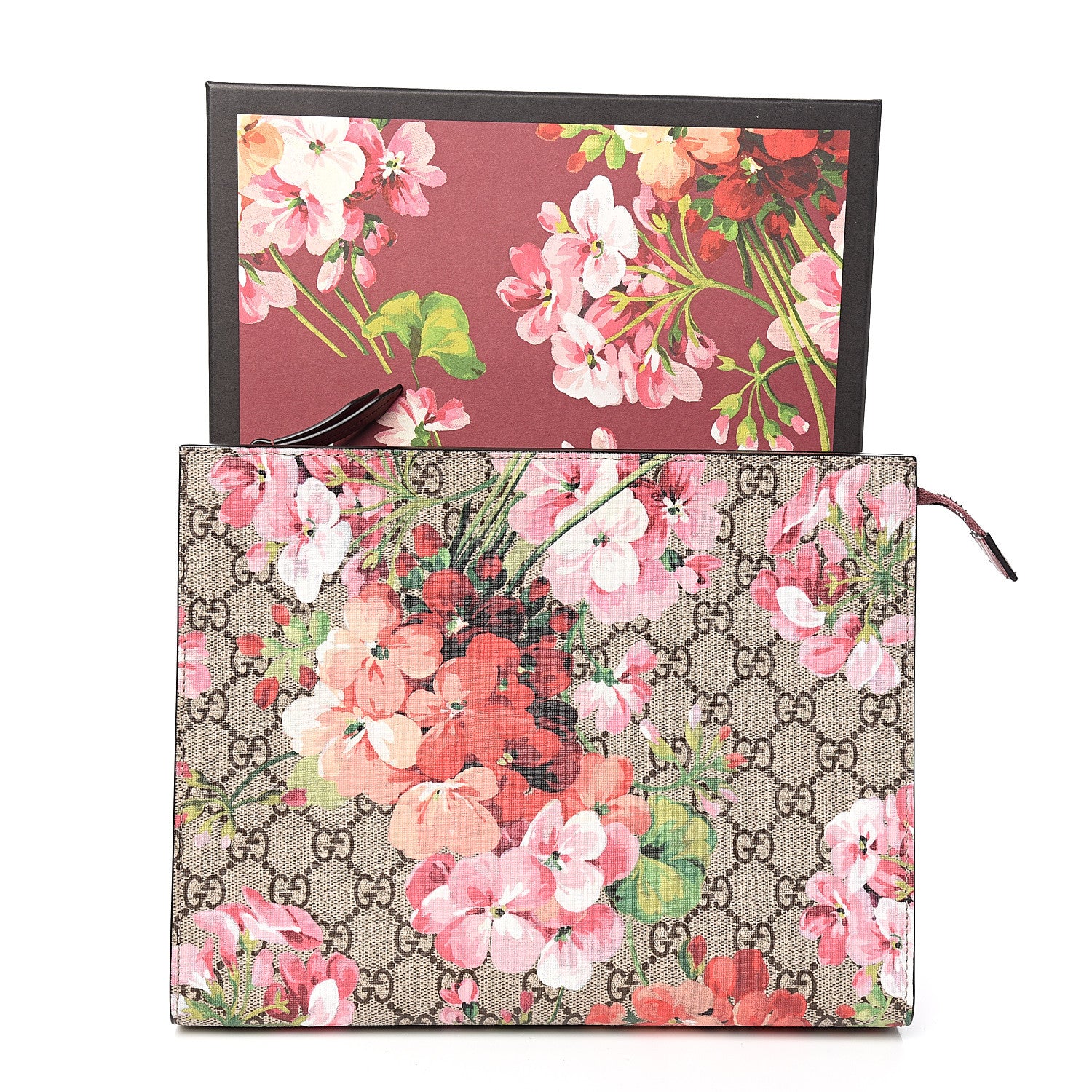 Gucci GG Supreme Monogram Blooms Large Cosmetic Case Beige Multicolor Dry Rose 7 of 7