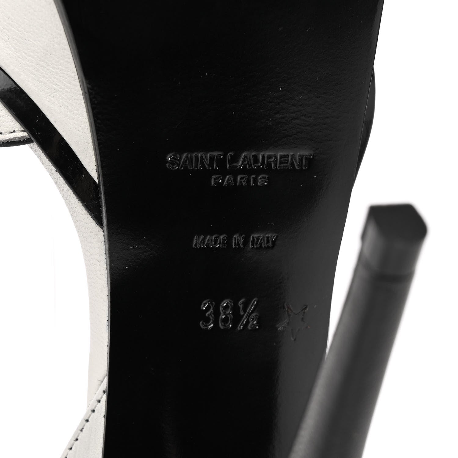 Saint Laurent Calfskin Tribute 105 Open Toe Platform Sandals 38.5 White Black 6 of 16