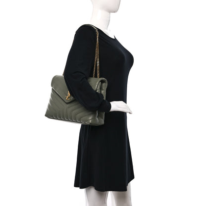 Saint Laurent Calfskin Y Quilted Monogram Medium Loulou Chain Satchel Light Sage 2 of 9