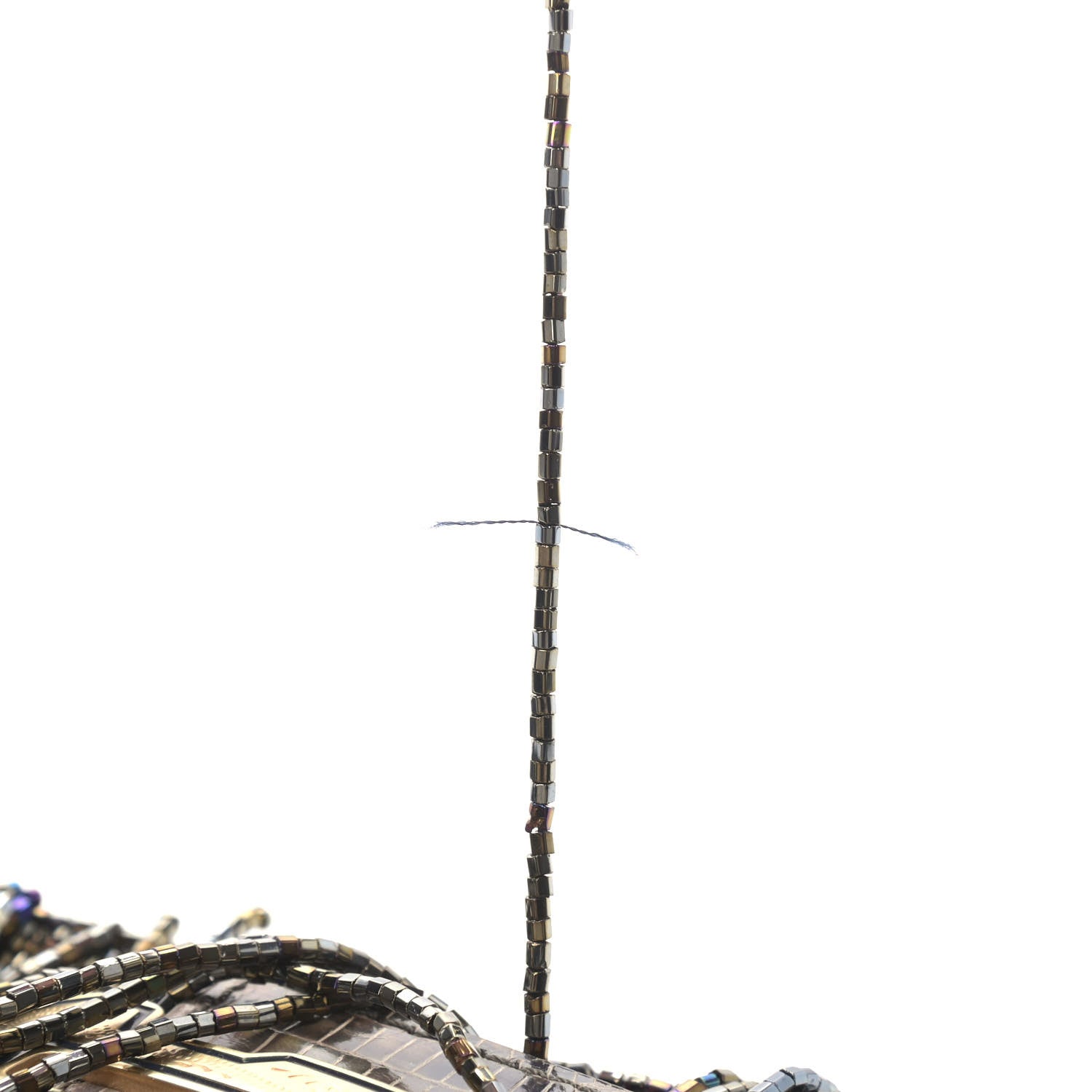 Fendi Lizard Beaded Fringe Baguette Multicolor 10 of 14