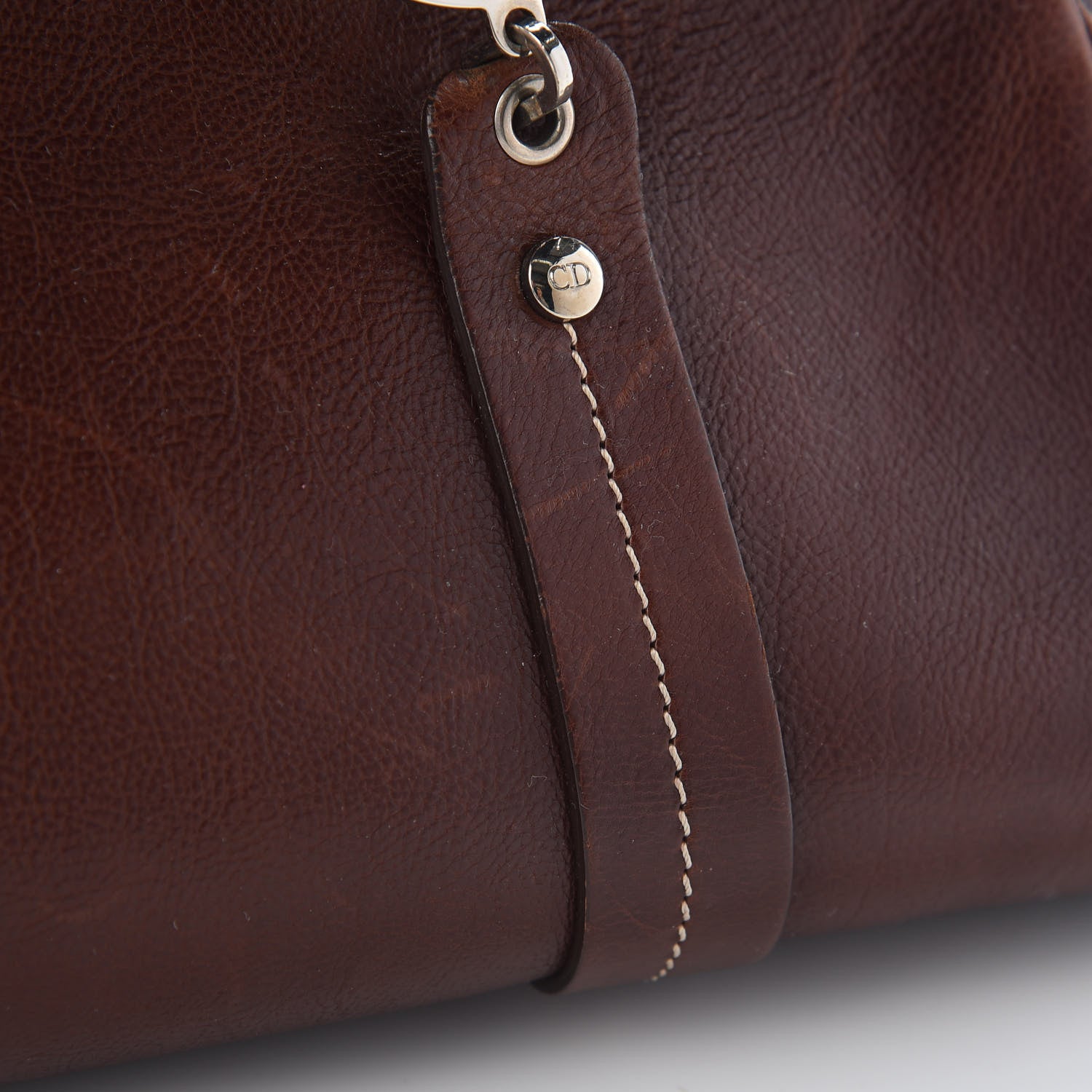 Christian Dior Grained Calfskin Romantic Flowers Frame Satchel Brown 12 of 13