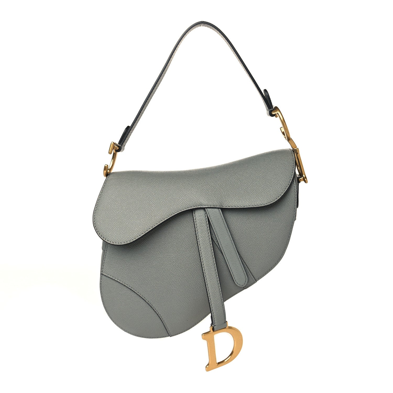 Christian Dior Grained Calfskin Saddle Bag Grey 1 of 9