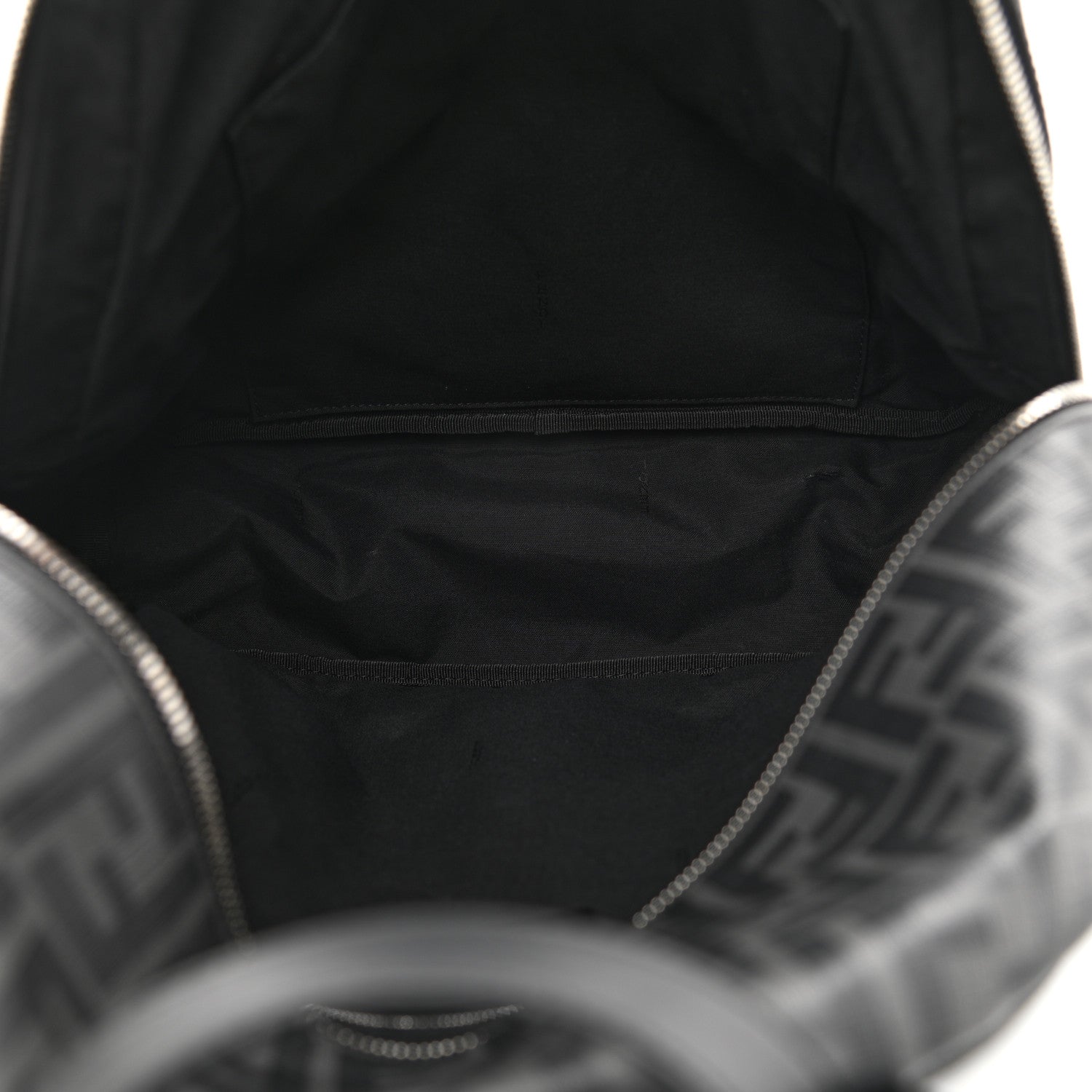 Fendi Glazed Fabric Nylon FF 1974 Diagonal Pouch Pocket Backpack Black Sunflower 5 of 14