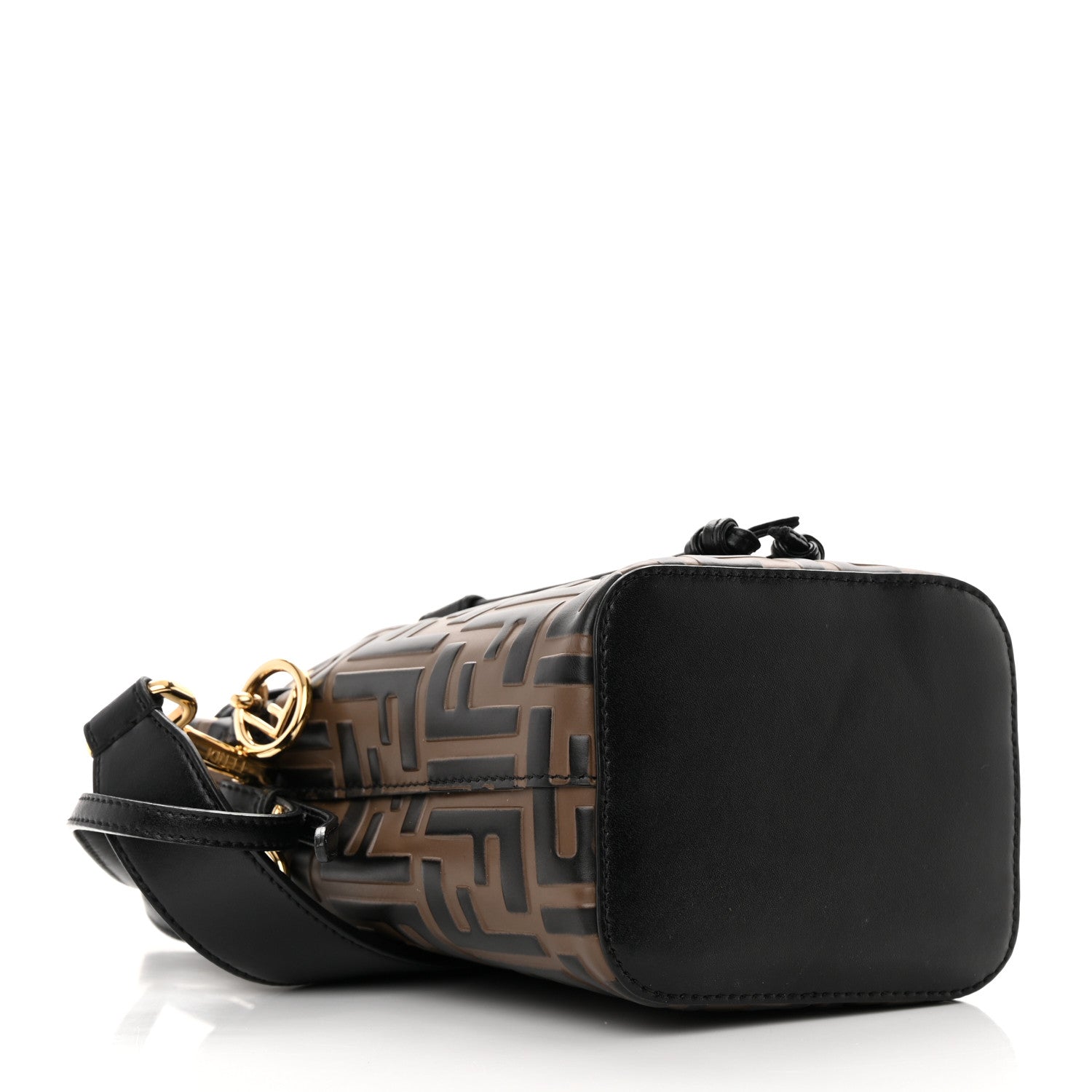 Fendi Vitello Liberty F is Fendi Bi-Color FF 1974 Embossed Mini Mon Tresor Bucket Bag Maya Black 4 of 14