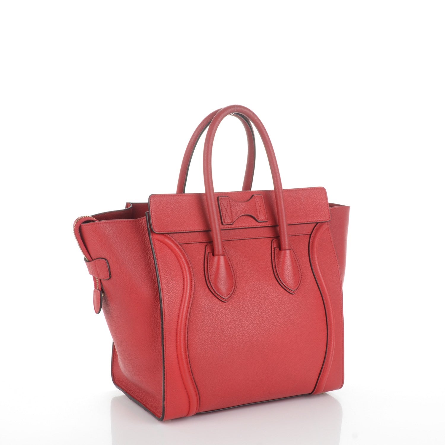 Celine Drummed Calfskin Mini Luggage Coquelicot 3 of 8