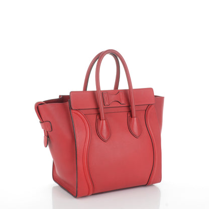 Celine Drummed Calfskin Mini Luggage Coquelicot 3 of 8