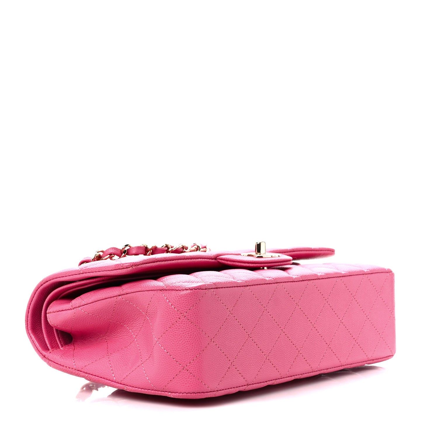 Caviar Quilted Medium Double Flap Pink