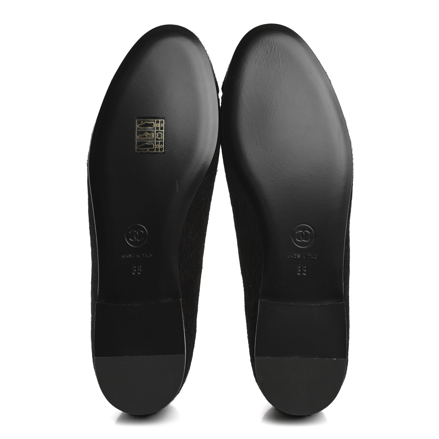 Chanel Pony Hair Cap Toe CC Ballerina Flats 38 Dark Burgundy Black 6 of 10
