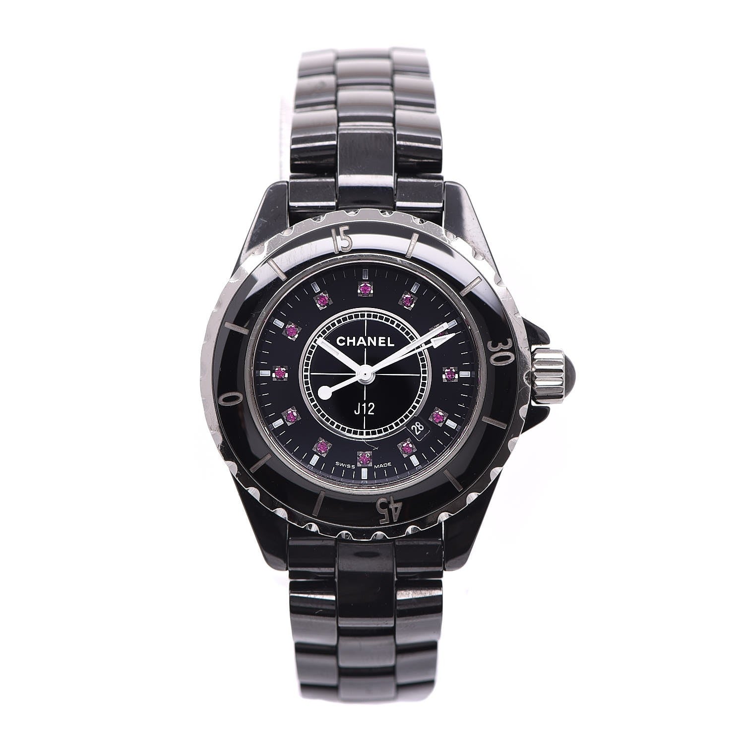 Chanel Stainless Steel Ceramic Ruby 33mm J12 Quartz Watch Black 1 of 6