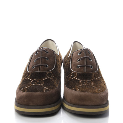 Gucci Velvet GG Monogram Thompson Derby Loafers 39.5 Vintage Cocoa Brown 2 of 10