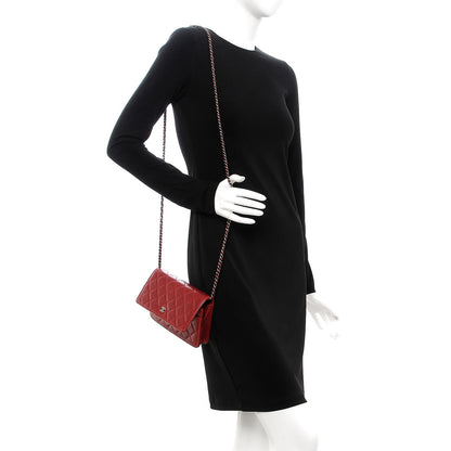 Chanel Caviar Quilted Wallet on Chain WOC Red 2 of 18