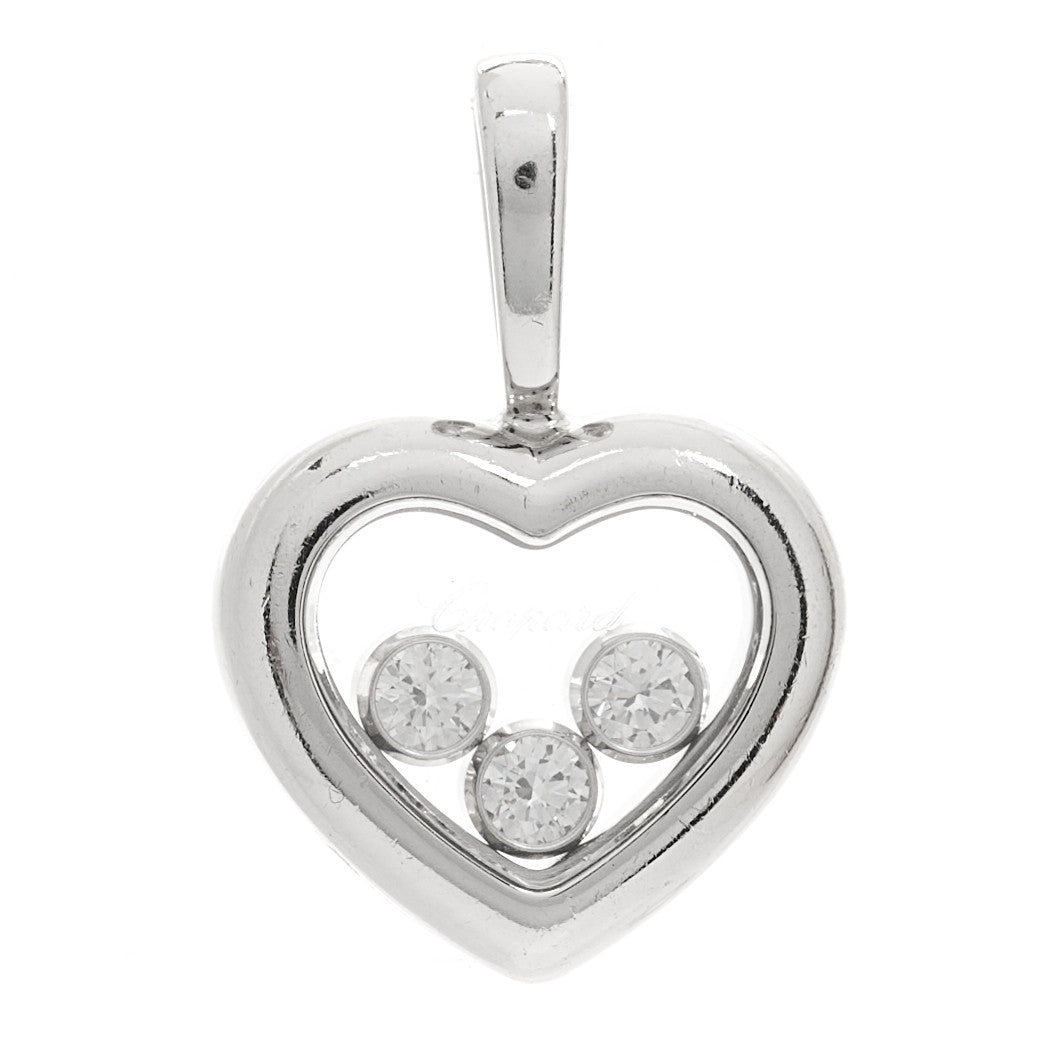 Chopard 18K White Gold 3 Happy Diamonds Icons Heart Pendant 1 of 4