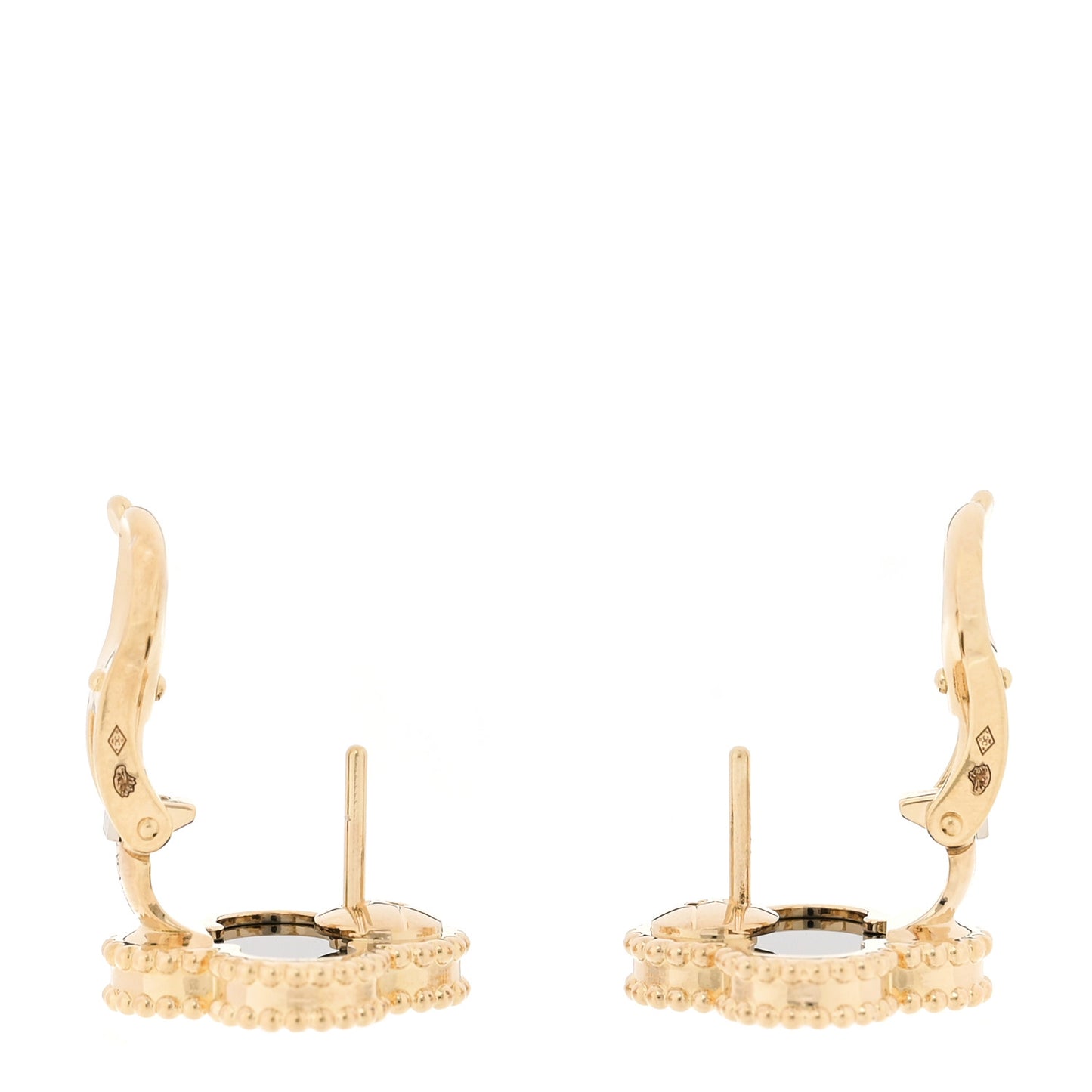 18K Yellow Gold Black Onyx Vintage Alhambra Earrings