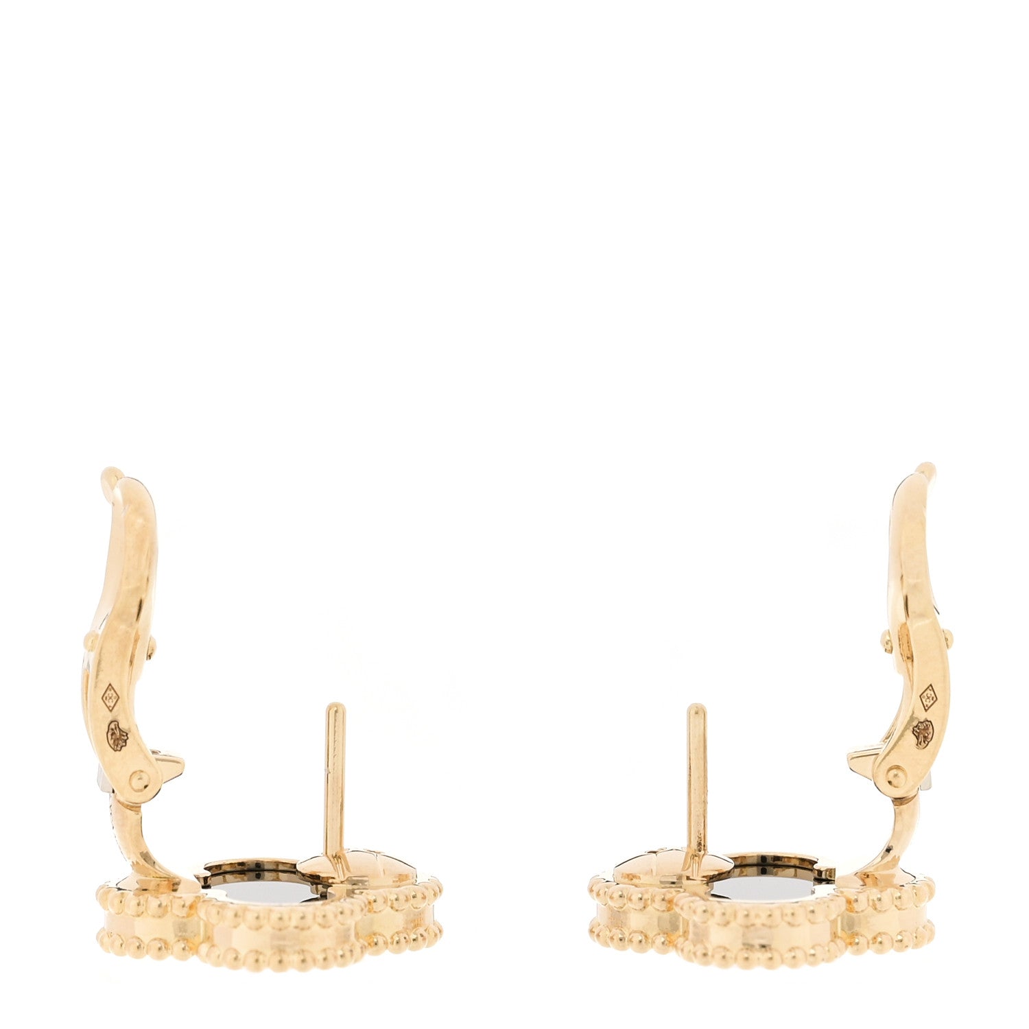 Van Cleef & Arpels 18K Yellow Gold Black Onyx Vintage Alhambra Earrings 3 of 5
