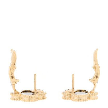 Van Cleef & Arpels 18K Yellow Gold Black Onyx Vintage Alhambra Earrings 3 of 5