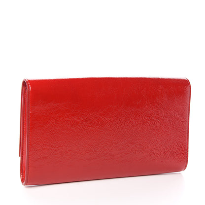 Saint Laurent Textured Patent Monogram Large Belle De Jour Clutch Red 3 of 7